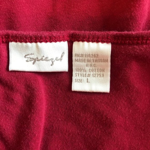 - Red 3/4 sleeve top with jewels L EUC - Picture 3 of 3